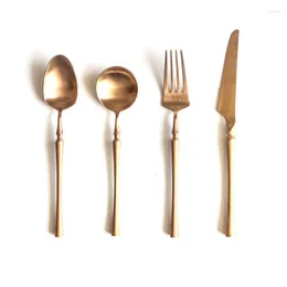 Zestawy zastawy stołowej Gold Fork Desser łyżka herbaty pałeczki do kawy kawy Kompletny stal ze stali nierdzewnej Cumy Cubiertos Dorados Set Stale