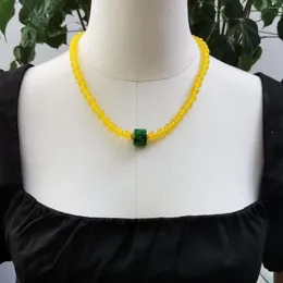 Girocollo Lii Ji Collana in vera pietra Giada di colore verde giallo 51cm Gioielli da donna estivi