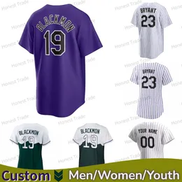 Charlie Blackmon Nolan 28 Arenado Baseball Jersey White Trevor 19 Story Purple Nowe koszulki Kobiet Męs