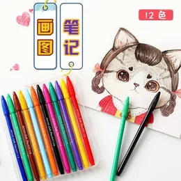Kawaii Kırtasiye Jel Kalemler Okul Su İğne Boyama Kalemi 12 Renkler/Set Anaokulu Kanca Hat Çizim