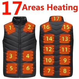 Men's Vests 17 Areas Electric Heated Usb Heating Jacket Men Women Bodywarmer Inner Heat e Chauffante 230223