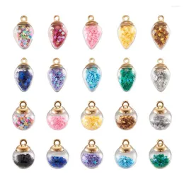 Hänge halsband 100st Crystal Glass Ball Drop Pendants Färgglada runda charm med stjärns paljetter för örhänge halsbandsmycken hantverk