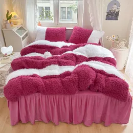 Bedding conjunta de cama de lã de lã de cordão dupla de inverno lã macio quente espesso de tampa de tampa de linho de linho de linho de lençóis