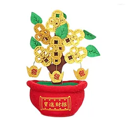 Decorative Flowers 2023 Artificial Bonsai Chinese Style Festive Decorations Bring Wealth Treasure Gift Spring Festival Money Tree Fake