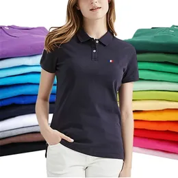 القمصان البلوزات النسائية 100 القطن النحيف قميص البولو قميص قصير الأكمام طية صدرية Tshirt أعلى حجم التنفس S3XL 813 230223