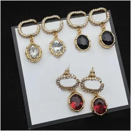 Stud 2022 Designer Orecchini Double G Earing For Women Crystal Ear Luxurys di alta qualità Marchi Gold Drop Delivery Jewelry Dhyps
