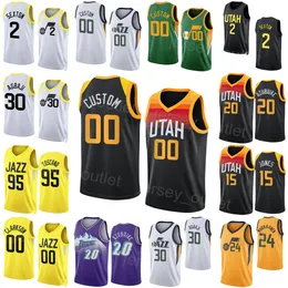 Camisas masculinas juvenis de basquete Rudy Gay impressas em tela 22 Juan Toscano-Anderson 95 Damian Jones 15 Clarkson 00 Udoka Azubuike 20 Walker Kessler 24 Número de nome personalizado