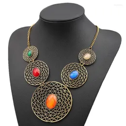 Chains LZHLQ Vintage Hollow Punk Necklaces 2023 Women Geometric Splice Metal Statement Necklace Ethnic Jewelry Accessories