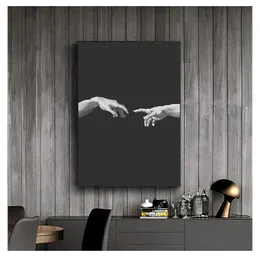 Paintings Decor Michelangelo Creation Of Adam Black White Wall Art Modular Pictures Modern Posters Bedroom HD Prints Canvas Paintings Home Woo