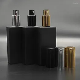 Бутылки для хранения 50 мл матового черного пустых стеклянных бутылок с тонкими распылителями тумана для эфирного масла F199