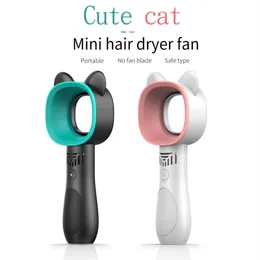 Cute Handheld Fan Third Gear Wind USB Charging 2000mah Battery No Fan Blade Easy Carry Fanless Portable Mini Fan or Indoor Outdoor