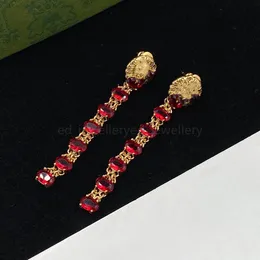 Luxury brand designer high quality hoop brand colorful gem Tassel Earrings women's party wedding couple gift jewelry 925 silver