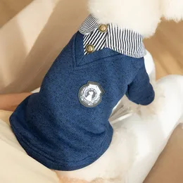 Simpatici vestiti per cani Pet Dog Britishness Puppy Clothes Camicia a righe per animali domestici con bottoni per Teddy Bichon Frise S-L
