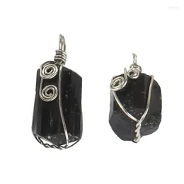 Anhänger Halsketten DIY Handgemachte Wired Dangle Stein Anhänger Unregelmäßige Nuggets Rock Natürlichen Schwarzen Turmalin Männlichen Frauen Schmuck