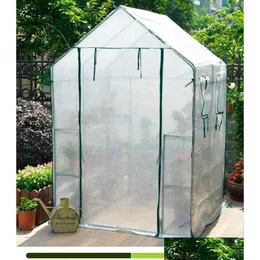 Estufas de jardim port￡til Walkin Grande Pedling Bursery Greenhouse com 2 n￭veis 8 Shees Balcony Cold and Rain Toof Warm Shed Krafl Dh3iw