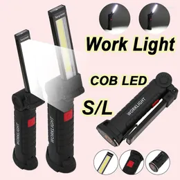 Lanternas Lanternas Portáteis COB LED USB Recarregável Luz de Trabalho Lanterna Magnética Lâmpada Pendurada Com Bateria Embutida Camping