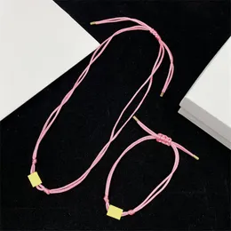 Pink Solitaire Necklaces Women Adjustable Rope Pendant Necklaces Small Cute Bracelet for Lady