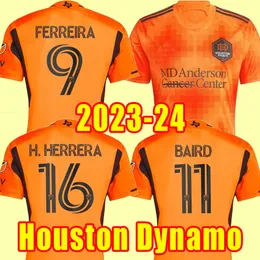 2023 2024 قمصان كرة القدم هيوستن دينامو المنزل بعيدا برتقالي أسود # 9 SEBAS # 5 PARKER # 17 HADEBE # 10 PICAULT 23243 قمصان كرة قدم قصيرة الأكمام مجموعة S-2XL