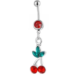 Navel Bell -knappringar D0092 Cherry Belly Ring Red Color Drop Leverans smycken Body DHGARDEN DHLCB
