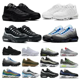 OG 95 Running Shoes Men Women 95s Triple Black White Crystal Blue Denham Neon Solar Red Smoke Grey Matte Olive Running Club airs Mens Trainers Outdoor Sports Sneakers