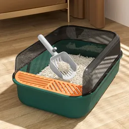 Other Cat Supplies Large Capacity Litter Box Semi-closed Plastic Sand for s Pet Toilet Anti Splash Tray Cleaning Bath Basin 230222