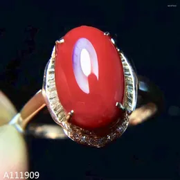 Cluster Rings KJJEAXCMY Boutique Jewelry 925 Sterling Silver Inlaid Natural Red Coral Ring Women's Fine Support Detection Beautiful Big