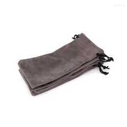 Jewelry Pouches Wholesale 9x18cm 50pcs Drawable Gray Velvet Packaging Bags For Wedding Party Candy Gifts