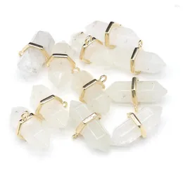 Charms Natural Semi-precious Stones Bai Jing Pendant Six Prism Two Pointed For Jewelry Making DIY Necklace Bracelet Accessories