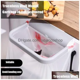 Waste Bins Wallmounted Trash Can Household Kitchen Cabinet Garbage Storage Rack Desktop Bucket Folding Garbages Bag Bracket Drop Del Otjfp