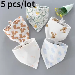 5 pezzi all'ingrosso bambino triangolo doppio cotone bavaglini fumetto stampa saliva asciugamano ragazzi ragazze alimentazione grembiule