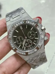 42 mm heren volle functie kwarts chronograaf chronograaf horloge waterdichte saffierglas diamanten horloge heren designer horloges