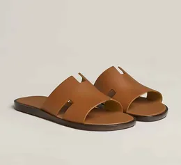 Izmir Sandal Men Summer Sandal Slipper Flats äkta läder lyxig design Bekväma läder Sandalier Gummisol 38-45Box