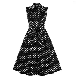 Abiti casual Abito estivo donna senza maniche Stampa a pois Vintage Retro anni '50 anni '60 Robe Rockabilly Swing Pinup Vestidos Tunica Plus Size