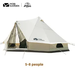 텐트와 대피소 Mobi Garden 야외 캠핑 텐트 여행 58 인용 가족 대형 우주 캠핑 두꺼운 면화 직물 캠핑 장비 자연 하이킹 J230223