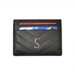 Najwyższej jakości prawdziwa torba pickup 2021 Luksusowy projektant portfel Stylowe uchwyty na karty mężczyzn i kobiet z czarnymi kieszeniami monet284N