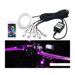 Other Car Lights 6 In 1 Rgb Led Atmosphere Light Interior Ambient Fiber Optic Strips By App Control Diy Music 8M Band Drop Delivery Dhoet