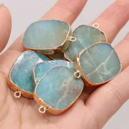 Anhänger Halsketten Charms natürliche blaue Amazonite quadratische Form Achate Stein für die Herstellung von DIY Schmuck Halskette Armbänder 20x30mm