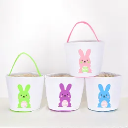 Los fabricantes venden al por mayor los bolsos del oído del conejito de las festividades de Pascua de 4 colores cubos cestas del huevo de la lona bolsos del caramelo de los niños de la historieta