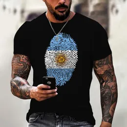 Мужские футболки Мужские футболки Jumeast Флаг Аргентины Футболка с отпечатками пальцев для мужчин Черные футболки Винтажная рубашка с 3d принтом Летняя одежда Группы Студенческая футболка PXG5