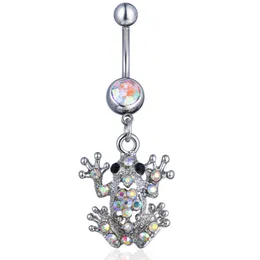 Navel Bell Button Rings D0727 Frog Clear Ab Color Belly Ring Drop Delivery Jewelry Body Dhgarden Dhjsf