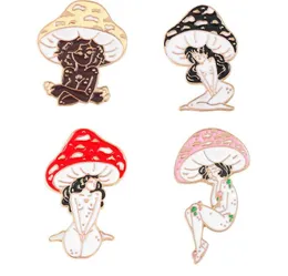 Mushroom Lady Enamel Pins Custom Girls and Plant Brooches Lapel Badges Cartoon Nature Art Jewelry Gift for Friends