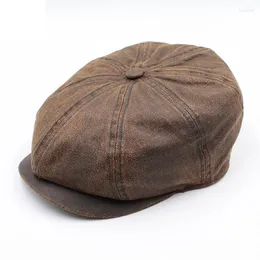 Berets Washing Ivy Irish Sboy Cap For Men Octagonal Flat Solid Color 8 Panel Cotton Baker Plain Gatsby & Big Head Beret