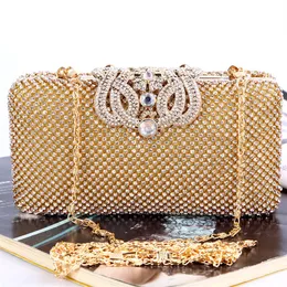 Torebki torby korona diamentów luksusowe satynowe diamenty Wysoka jakość wykonania dla nowożeńców i damskiej noszenia 1 szt. Lot2812