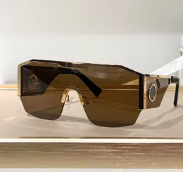 2220 Visor Mask Shield Erkekler için Metal Güneş Gözlüğü Altın Kahverengi Lens Güneş Gözlükleri Sunnies Tasarımcılar Güneş Gözlüğü occhiali da sole Sunnies UV400 Kutulu Gözlük