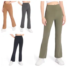 LL Kvinnor Bootcut Yoga Byxor Jazz Klänning Leggings för kvinnor Hög midja Crossover Workout Lounge Bell Bottom