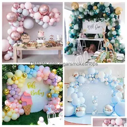 パーティーの装飾QIFU ARON BALLOON GARLAND ARCH KIT BIRTHDAY BALTHINK BALOON HAPPY DECOR KIDS ADTベビーシャワーバロンズグローブス1027 DRO OTERN