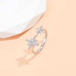 Bröllopsringar ankomster åttkantiga stjärna multipoint öppen ring - vit k utsökt och unik smyckespresent till damer