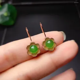 Boucles d'oreilles pendantes mode vert Jade boucle d'oreille avec crochet pour les femmes bijoux en argent beau bon artisanat être différent