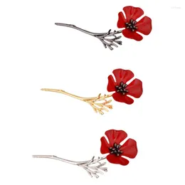 Broches 10 Pçs Esmalte Alfinete de Lapela Jóias Retro Broche Vermelho Flor de Papoula Terno Roupas Colar de Camisa Feminino Acessórios