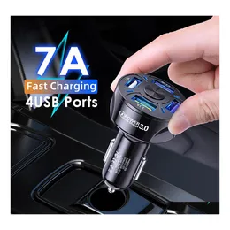 Автомобильное зарядное устройство 4 порты 7A USB 48W Fast Зарядка Mtiport QC 4.0 3.0 Quick Charge Mobile Phone Adapter для 11 Pro Drop Mobile DHQGW